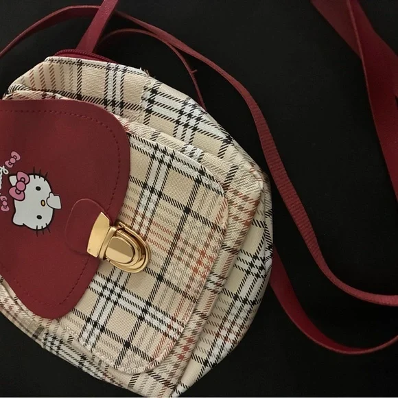 Girls Hello Kitty Red and Cream Plaid Backpack - Picture 6 of 6